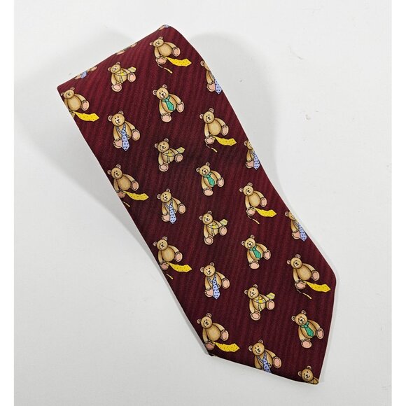 Robert Talbott Nordstrom Red Teddy Bear Silk Tie Made In USA Mens Necktie - Picture 3 of 10
